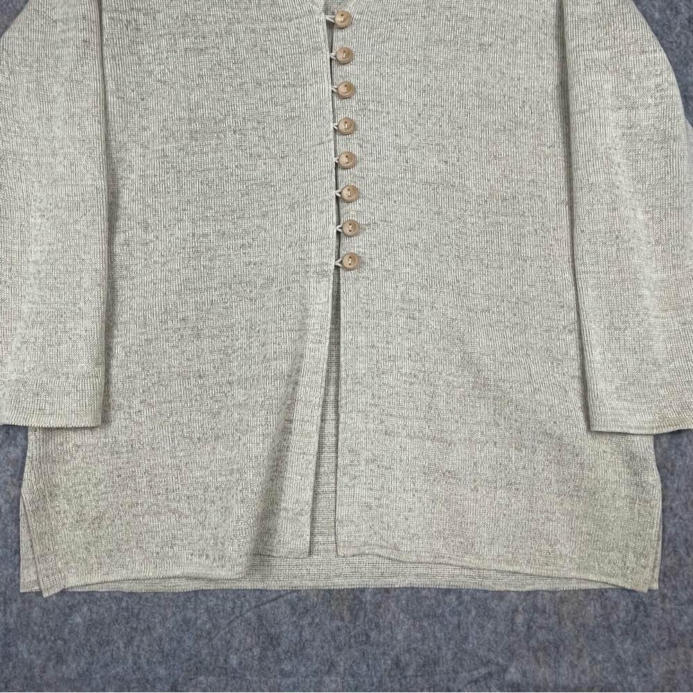 Horveit Beige Cotton Linen Knit 3/4 Button Up Coastal Grandma Tunic Sweater 3XL - Picture 6 of 15